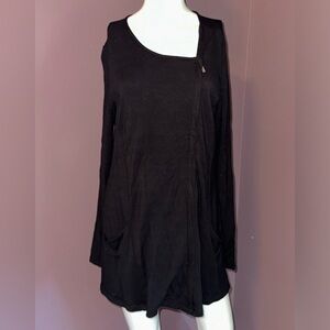 Soma Live Lounge Wear Black Jacket Long Sleeve Pockets Front Side Zipper, Size S